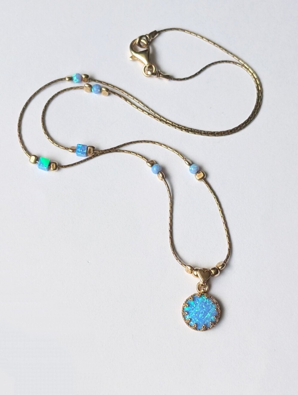Shablool Didae necklace Gold plated sterling silver Blue Opal stones Israel 925